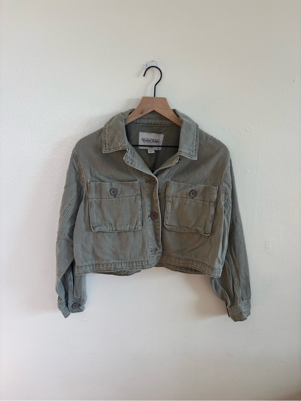 Cropped Utility Jacket in Olive Green